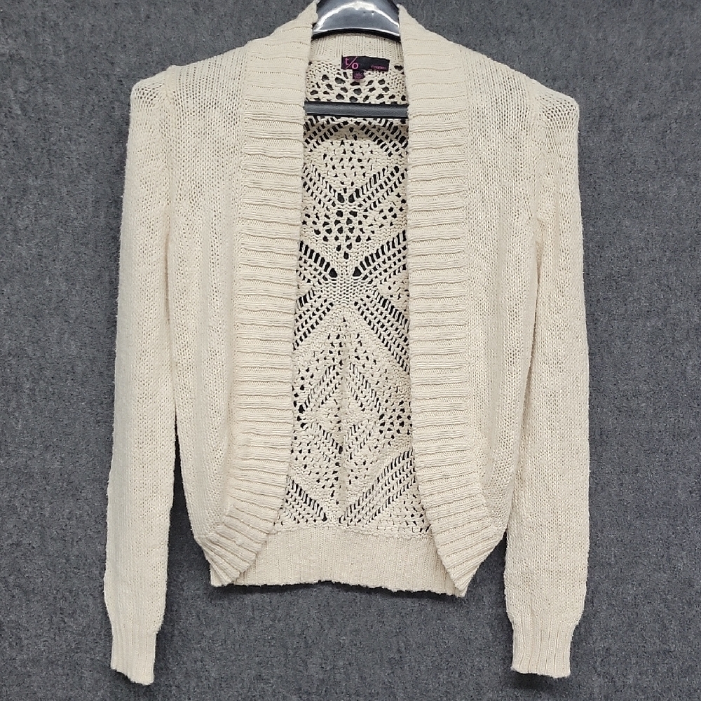 T/O Swesters Women's Cream Open Front Knit Cardigan Sweater